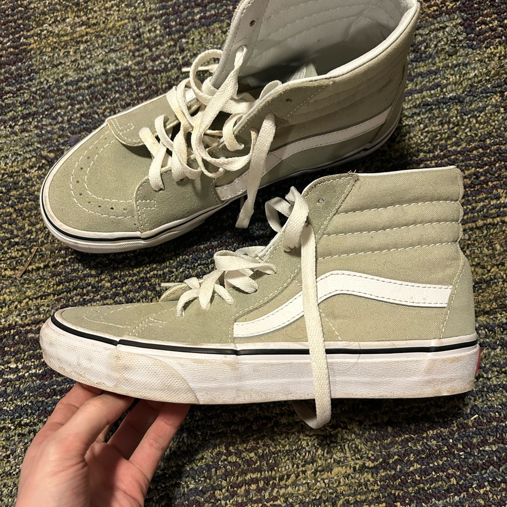 Vans High-Top Sneakers in sage green and White